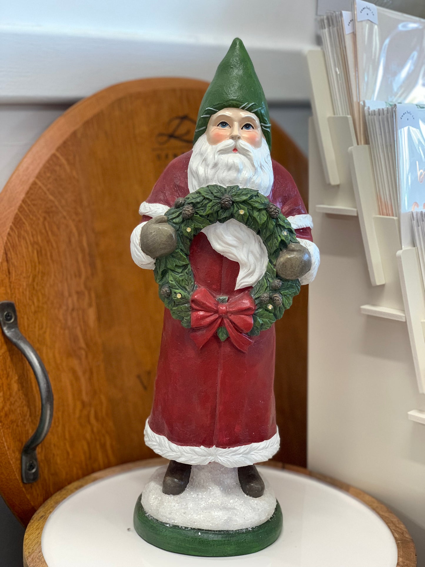 Vintage Santa with Light Up Wreath