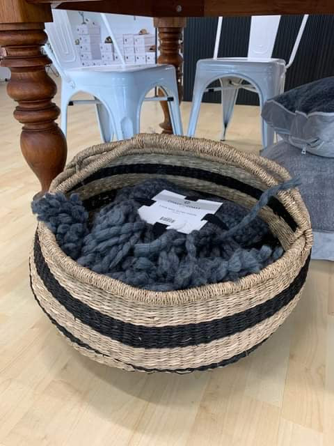 Black Stripe Basket Large *