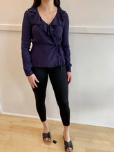 Load image into Gallery viewer, Ruffle Wrap Top - Navy. +
