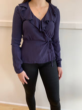 Load image into Gallery viewer, Ruffle Wrap Top - Navy. +
