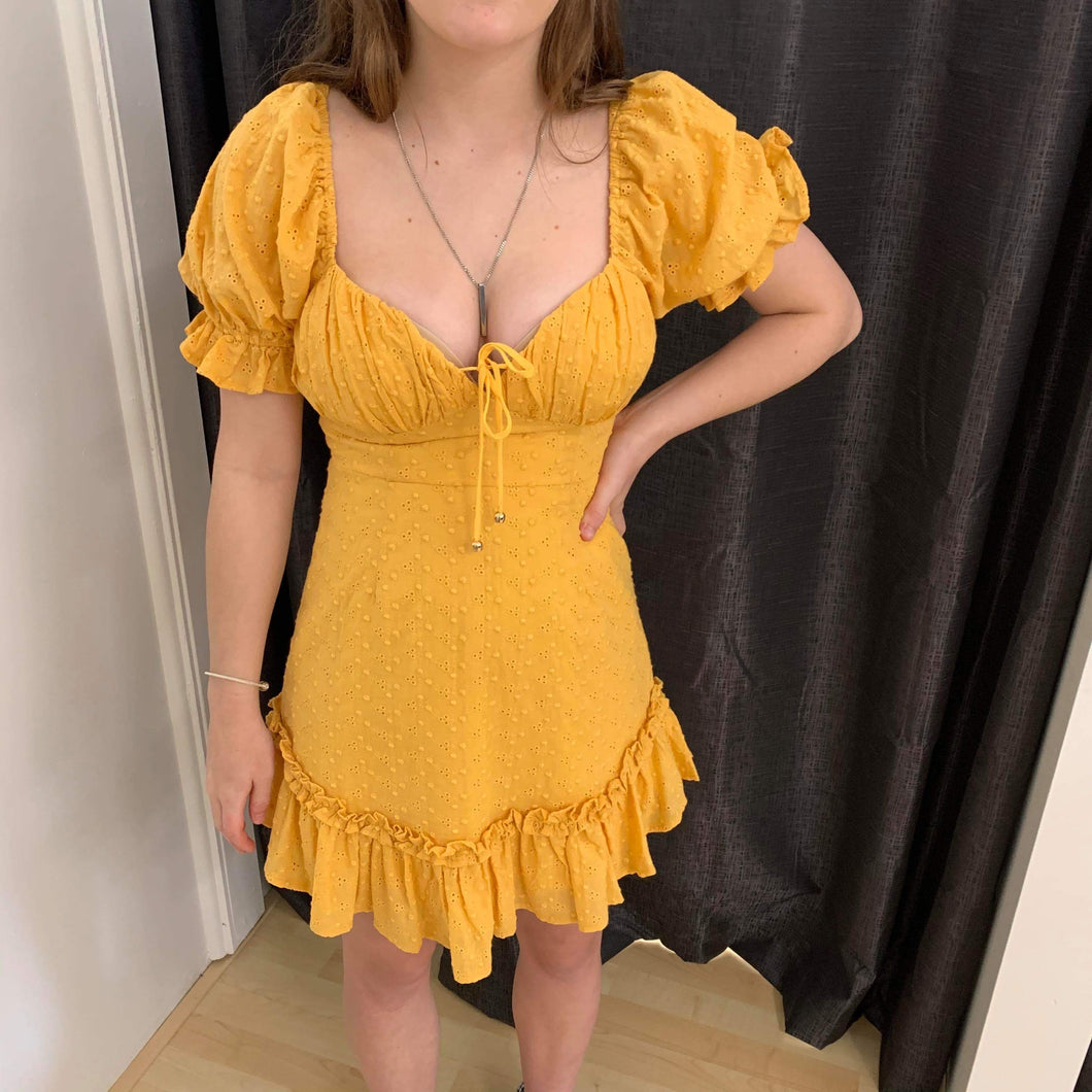 Yellow Mini Dress with Tie