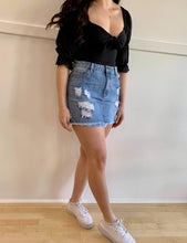 Load image into Gallery viewer, Wakee Distressed Denim Skirt +
