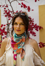 Load image into Gallery viewer, Modern Floral Satin Square Scarf SAT11
