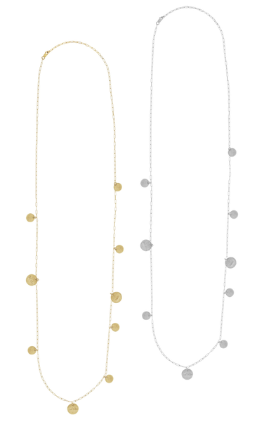 90cm Long Multi Hammered Disc -Lace Gold. *
